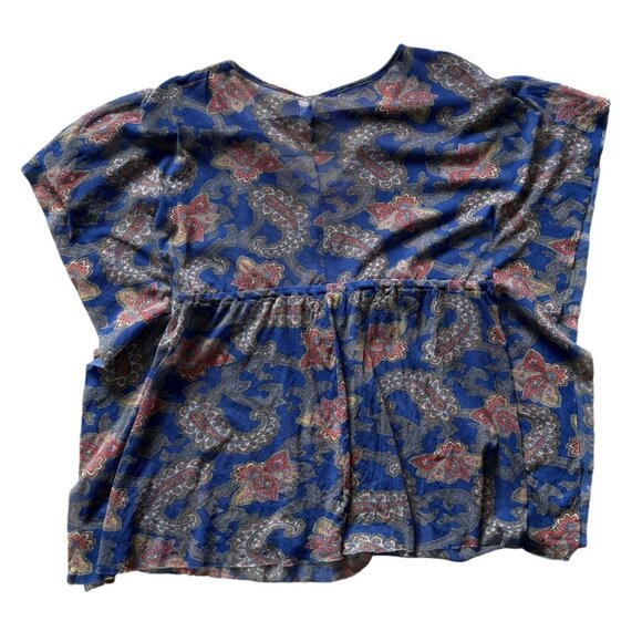 Sweet Pea By Stacy Frati Womens Blue Paisley Nylon Sheer Top M Cover Up Boho - Picture 4 of 6